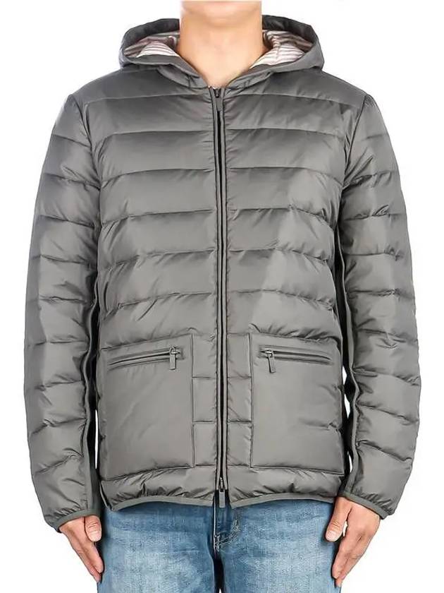 Ultra Light Nylon Hooded Down Padding Grey - THOM BROWNE - BALAAN 2