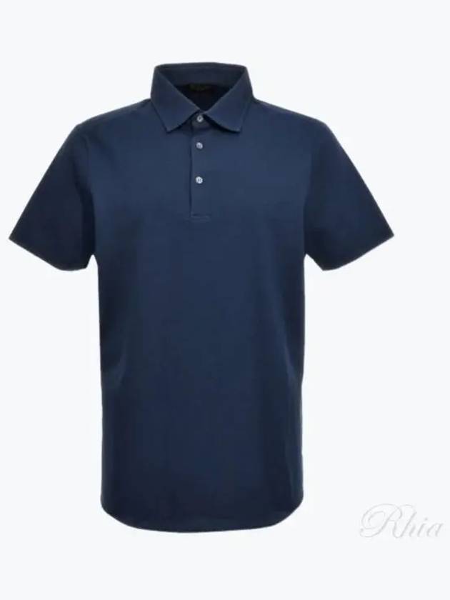 Men's Cotton Short Sleeve Polo Shirt Navy - LORO PIANA - BALAAN 2