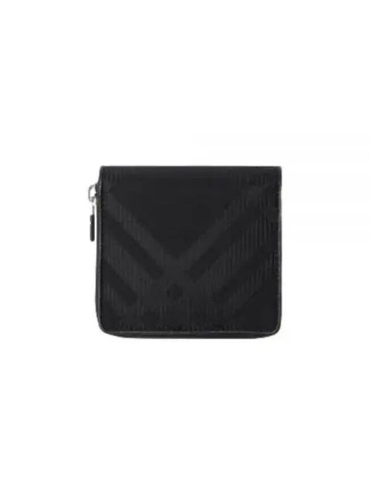 Check Pattern Leather Half Wallet Black - BURBERRY - BALAAN 2