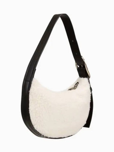 JEANS Women s Black White CKJ Sherpa Small Crescent Shoulder Bag DH3485 283 - CALVIN KLEIN - BALAAN 1