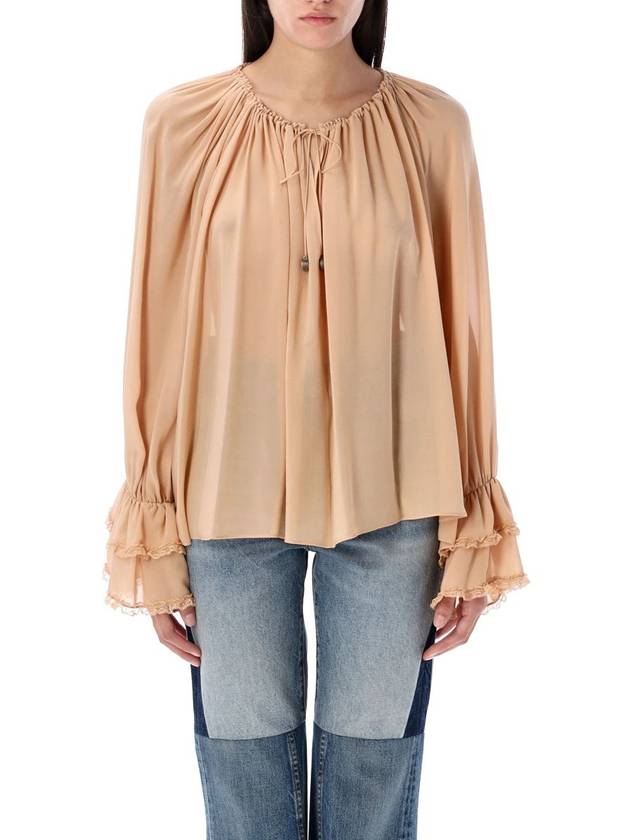 Chloé Gathered V-Neck Top - CHLOE - BALAAN 1