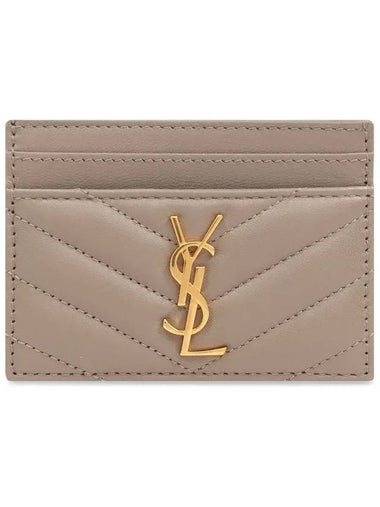 Cassandre Matelasse Lambskin Card Wallet Grey - SAINT LAURENT - BALAAN 1