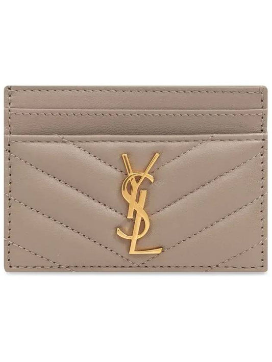 Cassandre Matelasse Lambskin Card Wallet Grey - SAINT LAURENT - BALAAN 1