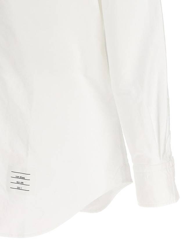 Men's Logo Patch Classic Cotton Long-Sleeve Shirt White - THOM BROWNE - BALAAN 5