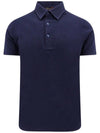 Men's Cotton Short Sleeve Polo Shirt Navy - LORO PIANA - BALAAN 1