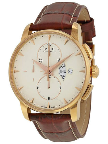 Mido Baroncelli Automatic Beige Dial Brown Leather Men's Watch M860731182 - MIDO - BALAAN 1