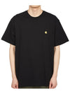 Men's Chase Mini Embroid Logo Short Sleeve T-Shirt Black - CARHARTT WIP - BALAAN 2