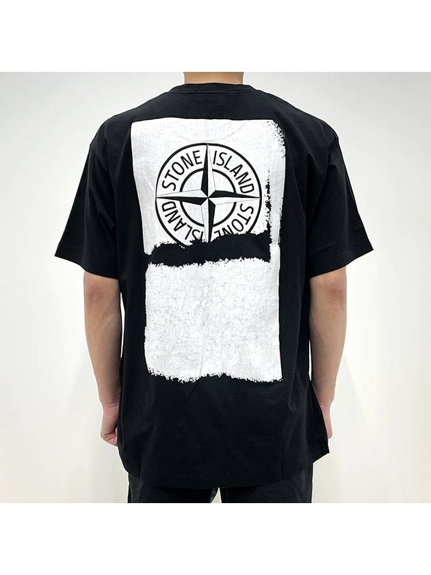 Logo Print Short Sleeve T-Shirt Black - STONE ISLAND - BALAAN 6