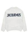 Pavane Back Logo Crew Neck Alpaca Knit Top White - JACQUEMUS - BALAAN 1