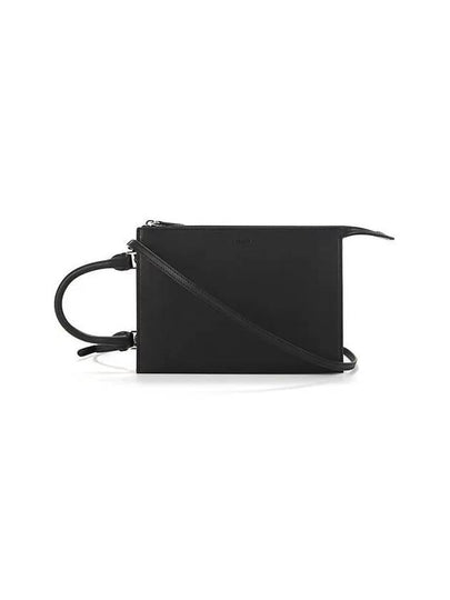 Trace Logo Small Leather Shoulder Bag Black - JIL SANDER - BALAAN 2