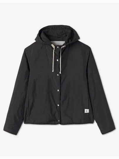 Drawstring Button Hooded Jacket Black - JIL SANDER - BALAAN 2