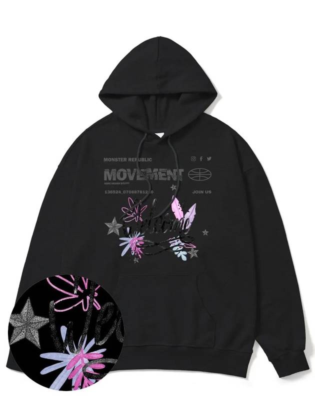 Welcome Pink Overfit Hoodie Black - MONSTER REPUBLIC - BALAAN 2