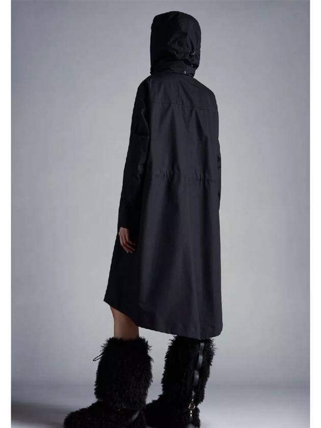 Amance Hoodie Long Parka Black - MONCLER - BALAAN 7