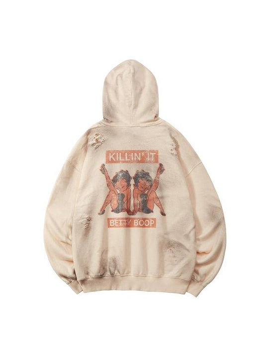 Killin it Grunge Graphic Hoodie Ivory - ULKIN - BALAAN 1