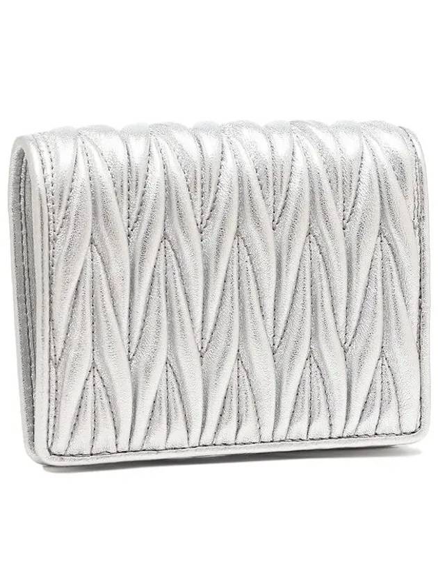 Matelasse Small Napa Leather Half Wallet Silver - MIU MIU - BALAAN 4