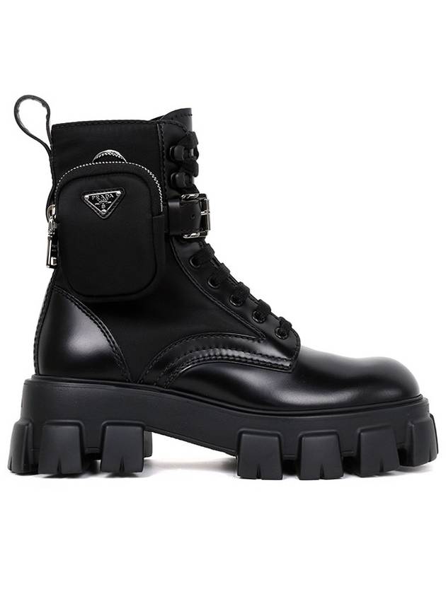 Men's Monolith Brushed Leather Combat Boots Black - PRADA - BALAAN 5