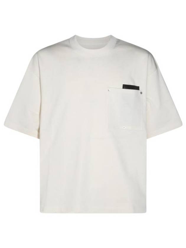 Leather Detailing Short Sleeve T-Shirt Ivory - BOTTEGA VENETA - BALAAN 2