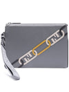 Men's O Lock FF Chain Print Clutch Bag Grey - FENDI - BALAAN 3