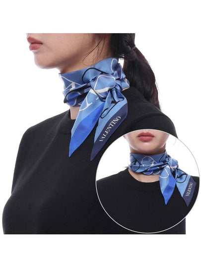 V Logo Signature Scarf Blue - VALENTINO - BALAAN 2