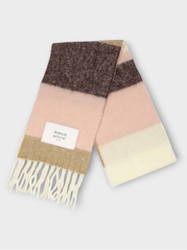 Alpaca Striped Muffler Scarf Rose Unisex - MAISON KITSUNE - BALAAN 1