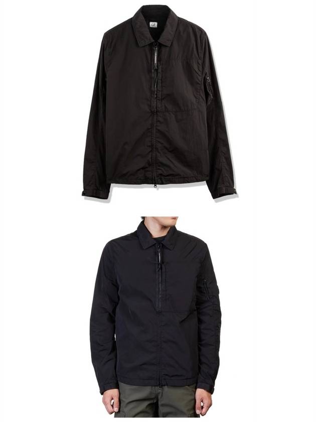 Men's Lens Wappen Chrome R Overshirt Jacket Black - CP COMPANY - BALAAN.