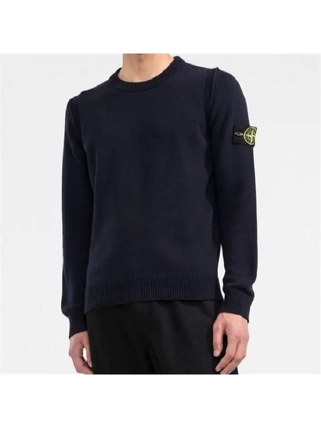 Wappen Patch Crew Neck Wool Knit Top Navy - STONE ISLAND - BALAAN 3