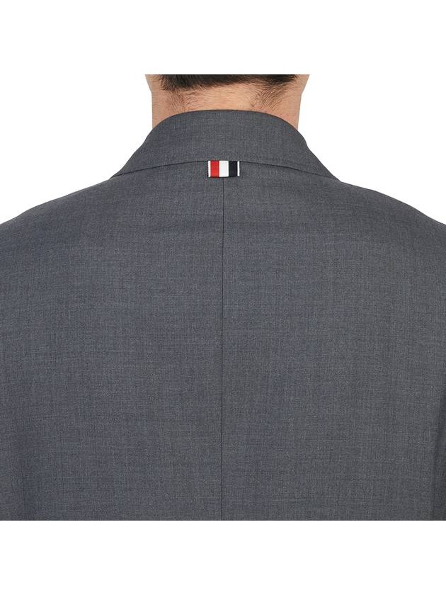 Men's Plain Weave 4 Bar Chesterfield Over Single Coat Dark Grey - THOM BROWNE - BALAAN.