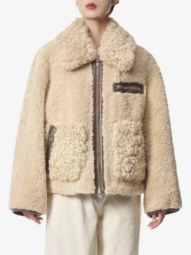 Fake shearling down jacket light brown 61955907110210 - STAND STUDIO - BALAAN 1