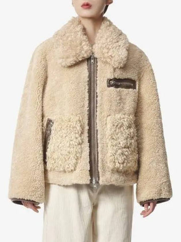 Fake shearling down jacket light brown 61955907110210 - STAND STUDIO - BALAAN 1