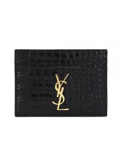 Cassandre Crocodile Embossed Leather Card Wallet Black - SAINT LAURENT - BALAAN 2