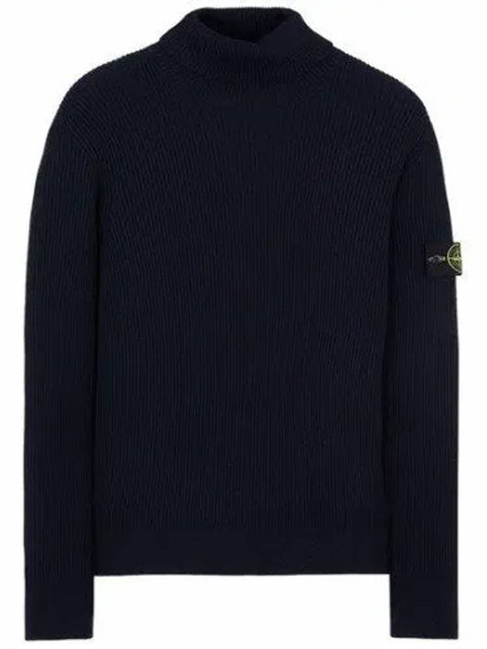 Wappen Patch Wool Turtleneck  Navy - STONE ISLAND - BALAAN 2