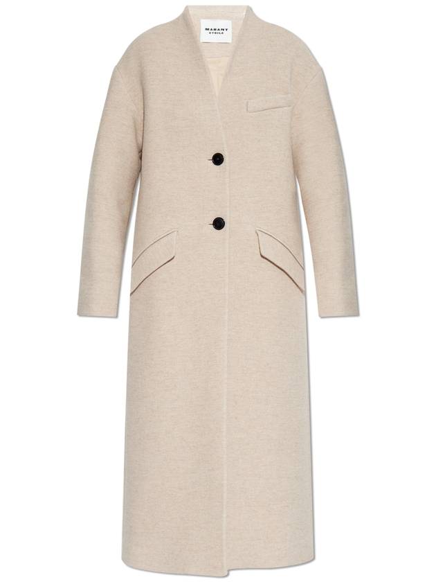 Marant Etoile Wool Coat Eris, Women's, Cream - ISABEL MARANT ETOILE - BALAAN 1