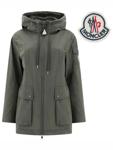 Women s logo patch LEANDRO hooded jacket 1A00133 549P3 92E - MONCLER - BALAAN 1