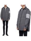 4 Bar Poly Twill Down Shirt Jacket Grey - THOM BROWNE - BALAAN 3