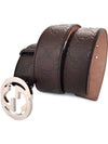 Signature G Buckle Seama Leather Belt Brown - GUCCI - BALAAN 3