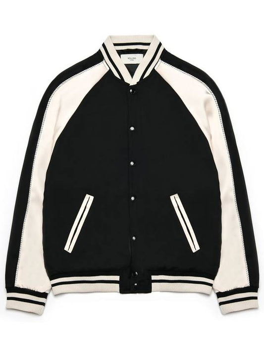 Souvenir Satin Bomber Jacket Black - ROLLING STUDIOS - BALAAN 1