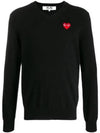 Heart Wappen V-Neck Wool KnitTop Black - COMME DES GARCONS - BALAAN 2