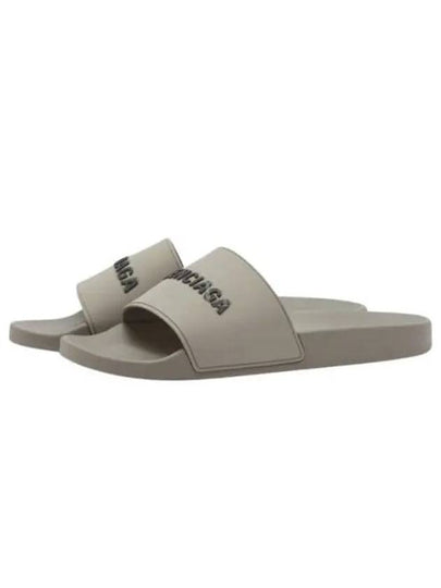 Logo Embossed Rubber Slippers Grey - BALENCIAGA - BALAAN 2