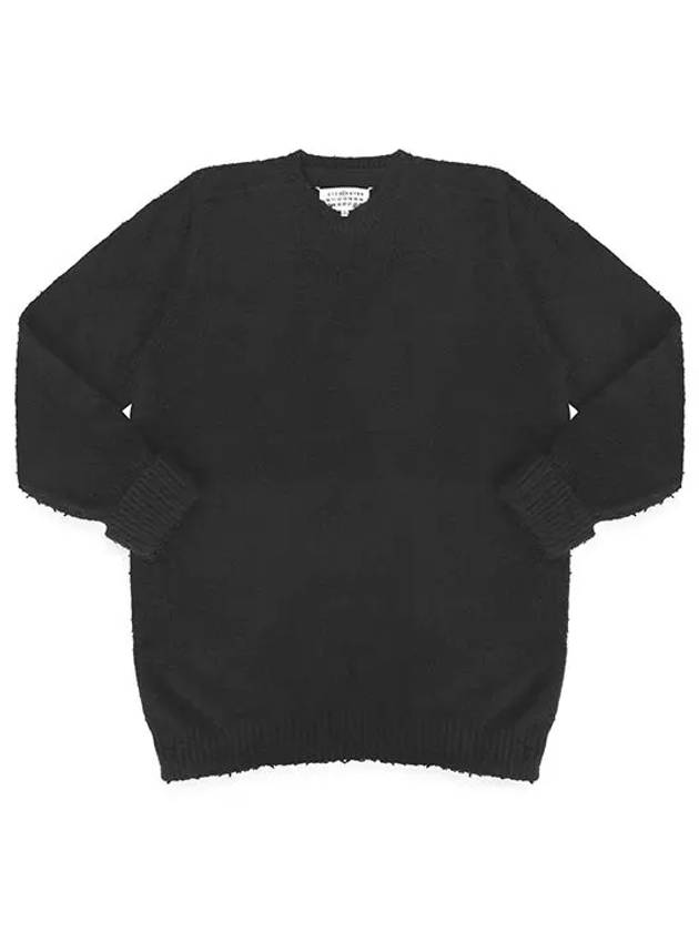 Back Stitch Textured Detail Knit Top Black - MAISON MARGIELA - BALAAN 3