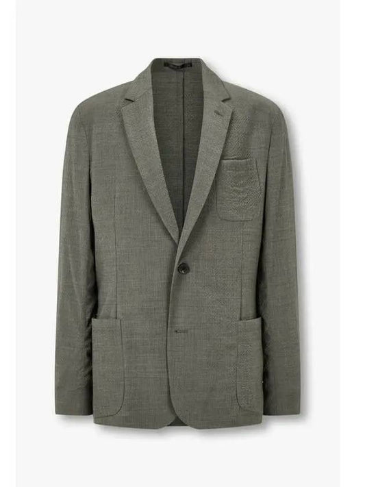 Stretch seersucker single jacket khaki - PAUL SMITH - BALAAN 1