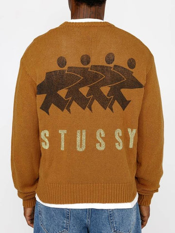 Surfman Icon Cotton Linen Crew Neck Brown - STUSSY - BALAAN 1