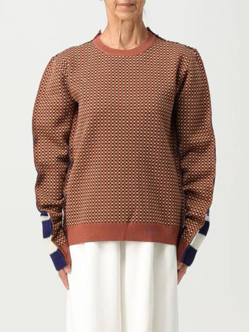 Iconic Half & Half Knit Top Brown - MARNI - BALAAN 1