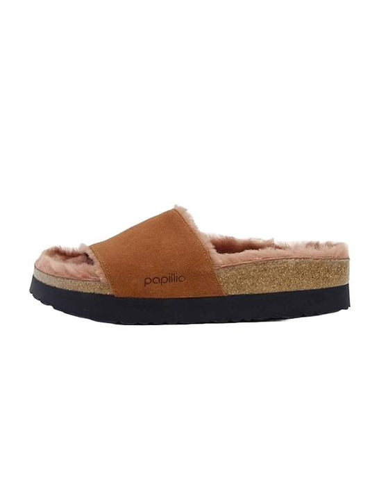 Papilio Cora Shearling Slippers Brown - BIRKENSTOCK - BALAAN 1