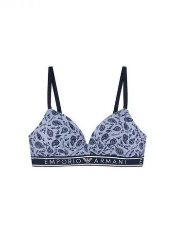 UNDERWEAR Summer 10 8 11 Women s Patterned Logo Banding Padded Triangle Bra Sky Blue 270293 - EMPORIO ARMANI - BALAAN 1