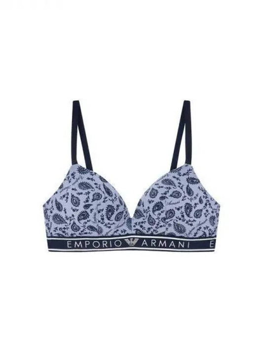 UNDERWEAR Women s Patterned Logo Banding Padded Triangle Bra Sky Blue 270293 - EMPORIO ARMANI - BALAAN 1