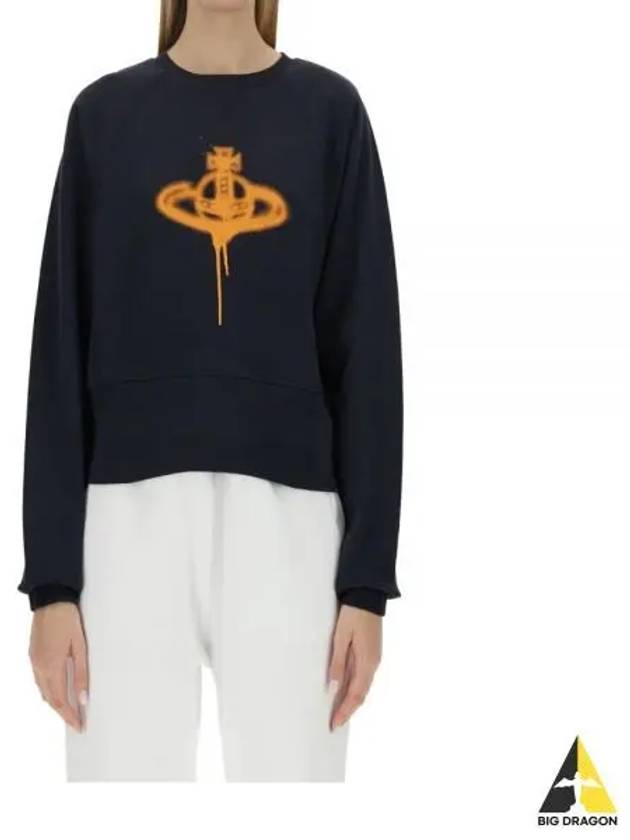 Spray ORB Logo Sweatshirt Navy - VIVIENNE WESTWOOD - BALAAN 2