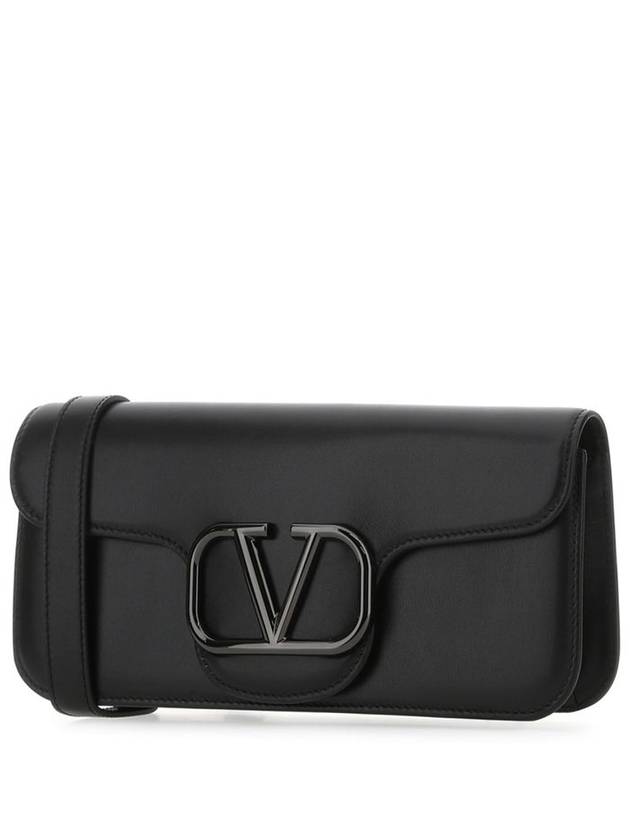 V Logo Calf Leather Cross Bag Black - VALENTINO - BALAAN 3