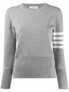 4-Bar Milano Stitch Crew Neck Knit Top Light Grey - THOM BROWNE - BALAAN 1