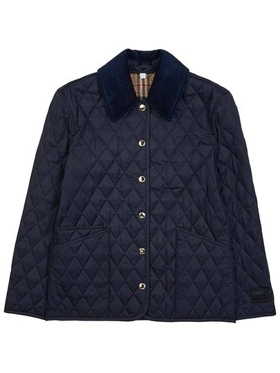 Corduroy Collar Quilted Jacket Dark Blue - BURBERRY - BALAAN 2