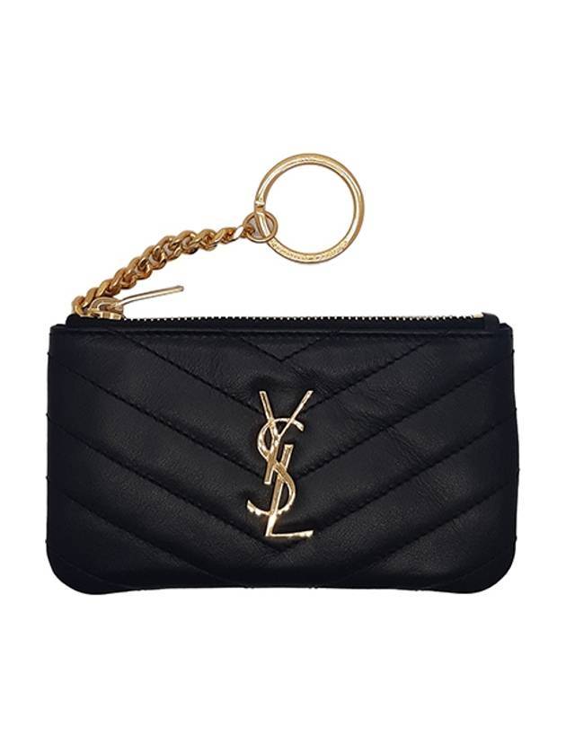 Matelasse Monogram Logo Key Pouch Bag Black - SAINT LAURENT - BALAAN 1